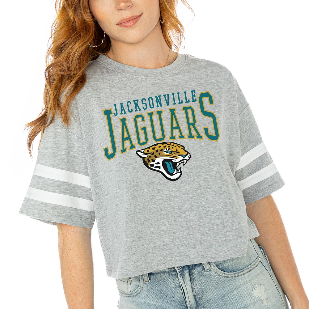 Women's Gameday Couture Gray Jacksonville Jaguars Gridiron Glam Cropped T-Shirt