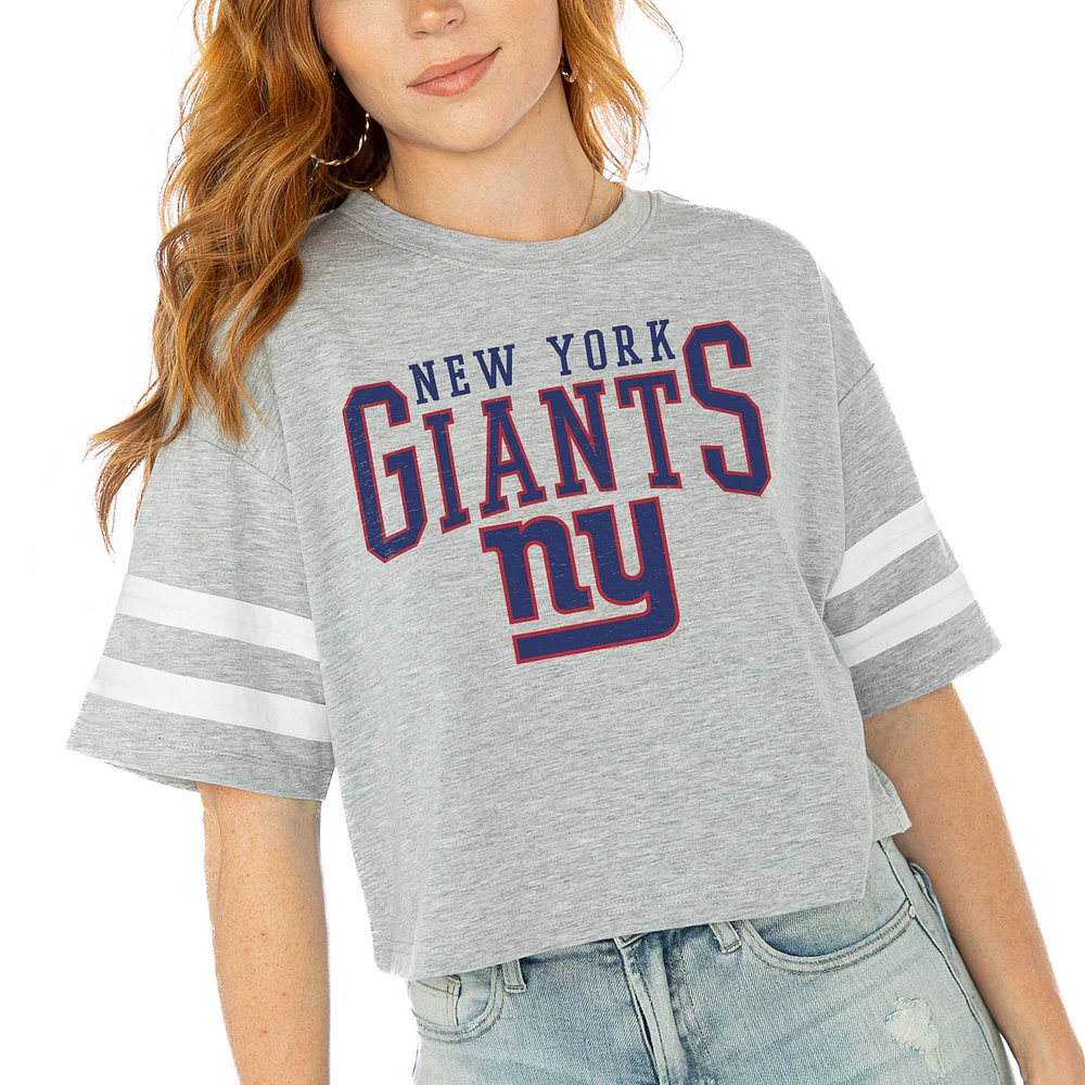 Women's Gameday Couture Gray New York Giants Gridiron Glam Cropped T-Shirt