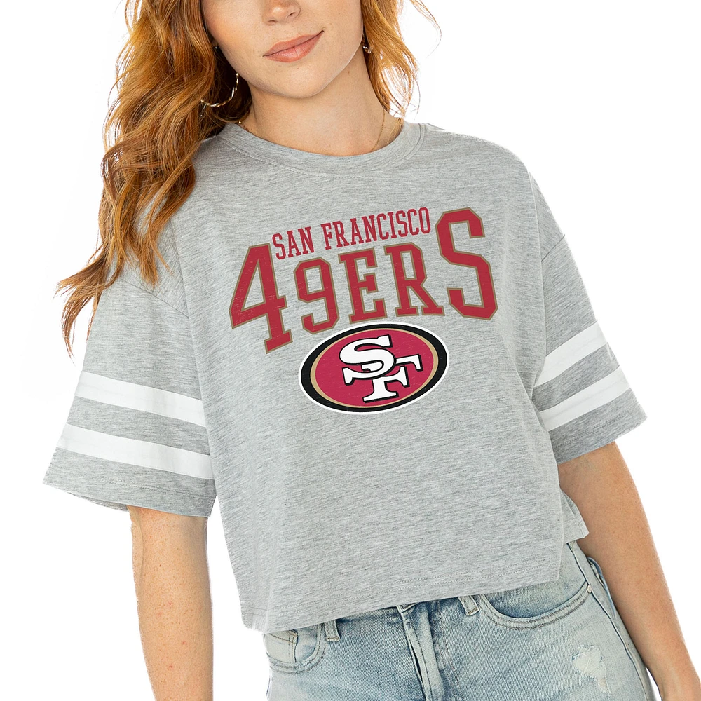 Women's Gameday Couture Gray San Francisco 49ers Gridiron Glam Cropped T-Shirt