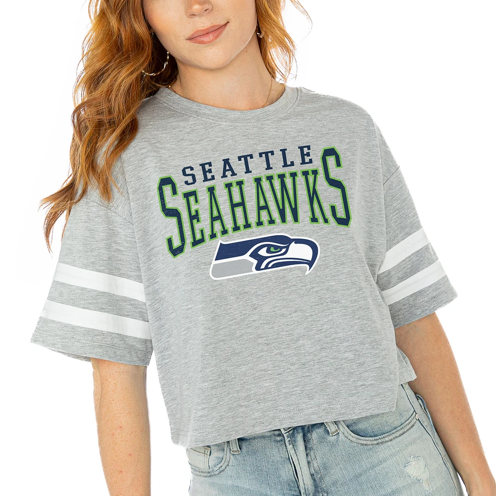 Women's Gameday Couture Gray Seattle Seahawks Gridiron Glam Cropped T-Shirt