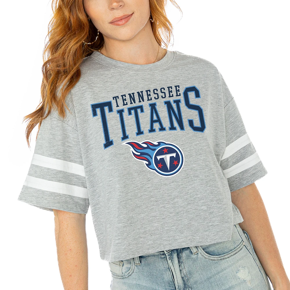 Women's Gameday Couture Gray Tennessee Titans Gridiron Glam Cropped T-Shirt