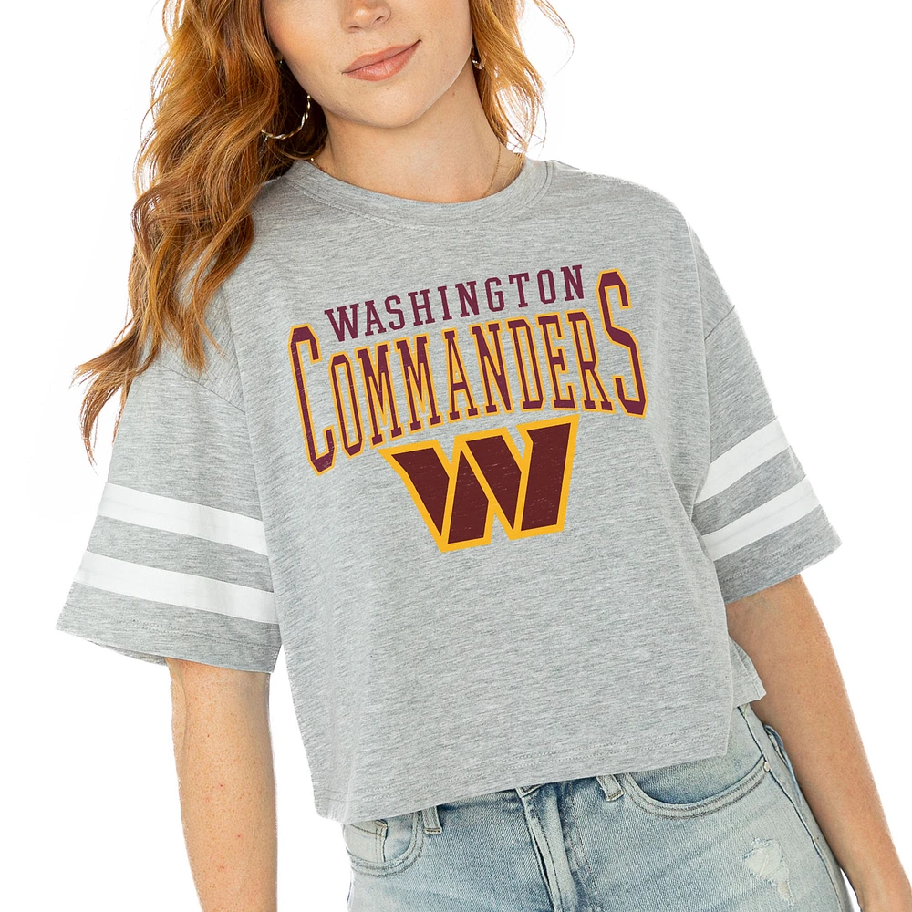 Women's Gameday Couture Gray Washington Commanders Gridiron Glam Cropped T-Shirt