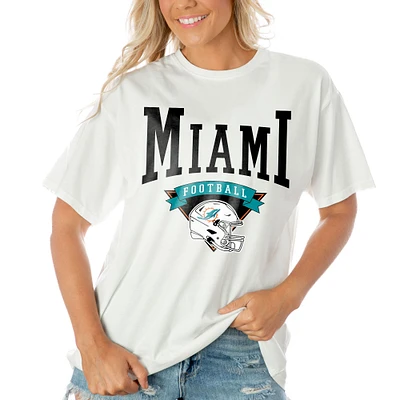 Women's Gameday Couture White Miami Dolphins Enforcer Relaxed T-Shirt