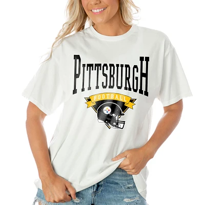 Women's Gameday Couture White Pittsburgh Steelers Enforcer Relaxed T-Shirt