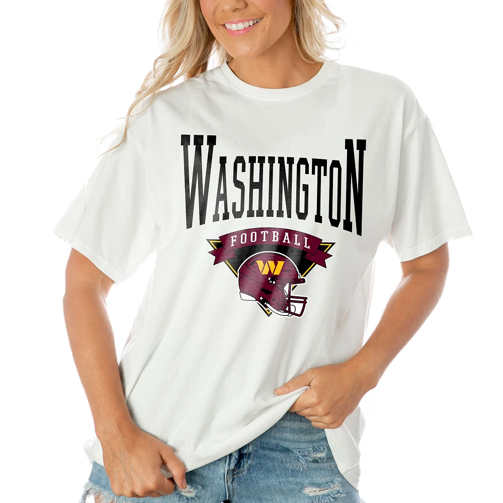 Women's Gameday Couture White Washington Commanders Enforcer Relaxed T-Shirt