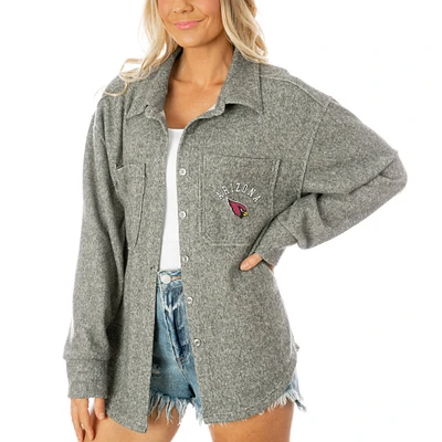 Women's Gameday Couture Gray Arizona Cardinals Oversized Long Pass Button-Up Shacket