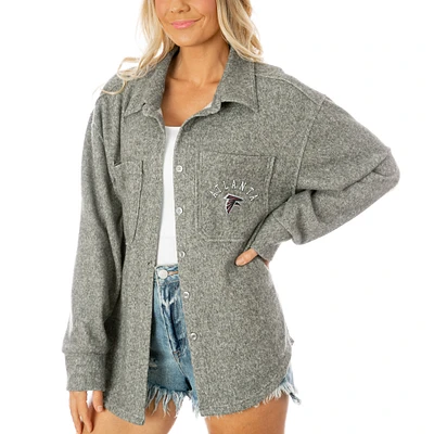 Women's Gameday Couture Gray Atlanta Falcons Oversized Long Pass Button-Up Shacket