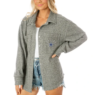 Women's Gameday Couture Gray Dallas Cowboys Oversized Long Pass Button-Up Shacket