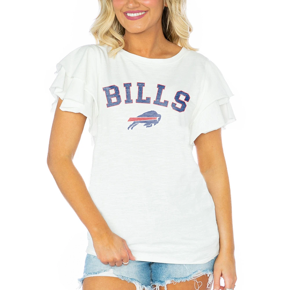 Women's Gameday Couture White Buffalo Bills Valkyrie Ruffle Sleeve Lightweight Top