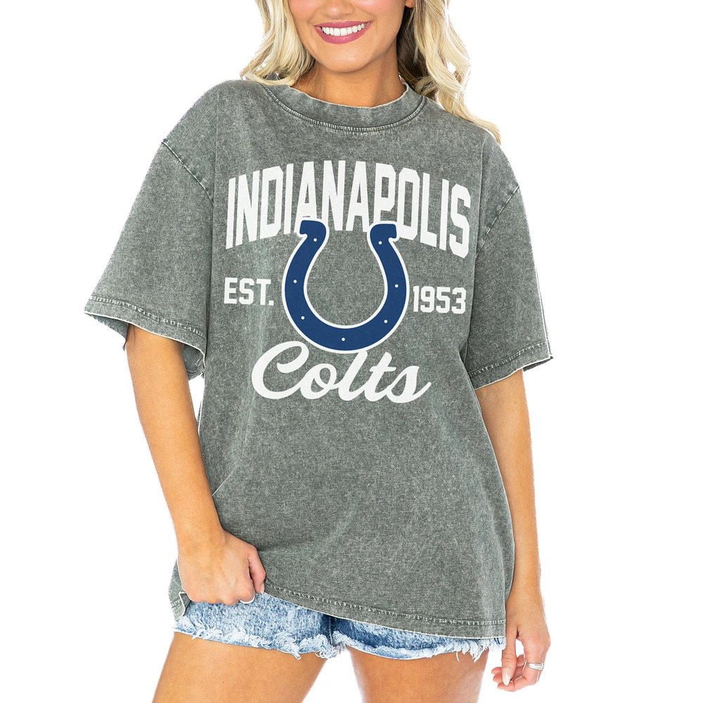 Women's Gameday Couture Gray Indianapolis Colts Tackle Titan Boyfriend Washed T-Shirt