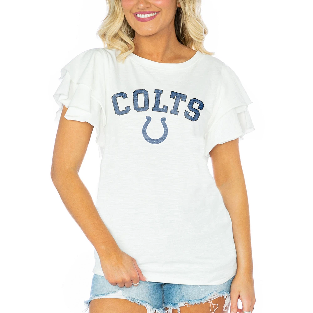Women's Gameday Couture White Indianapolis Colts Valkyrie Ruffle Sleeve Lightweight Top