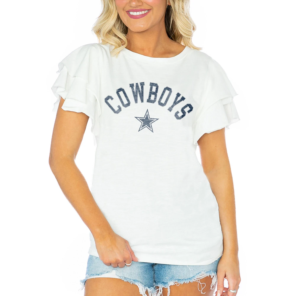 Women's Gameday Couture White Dallas Cowboys Valkyrie Ruffle Sleeve Lightweight Top