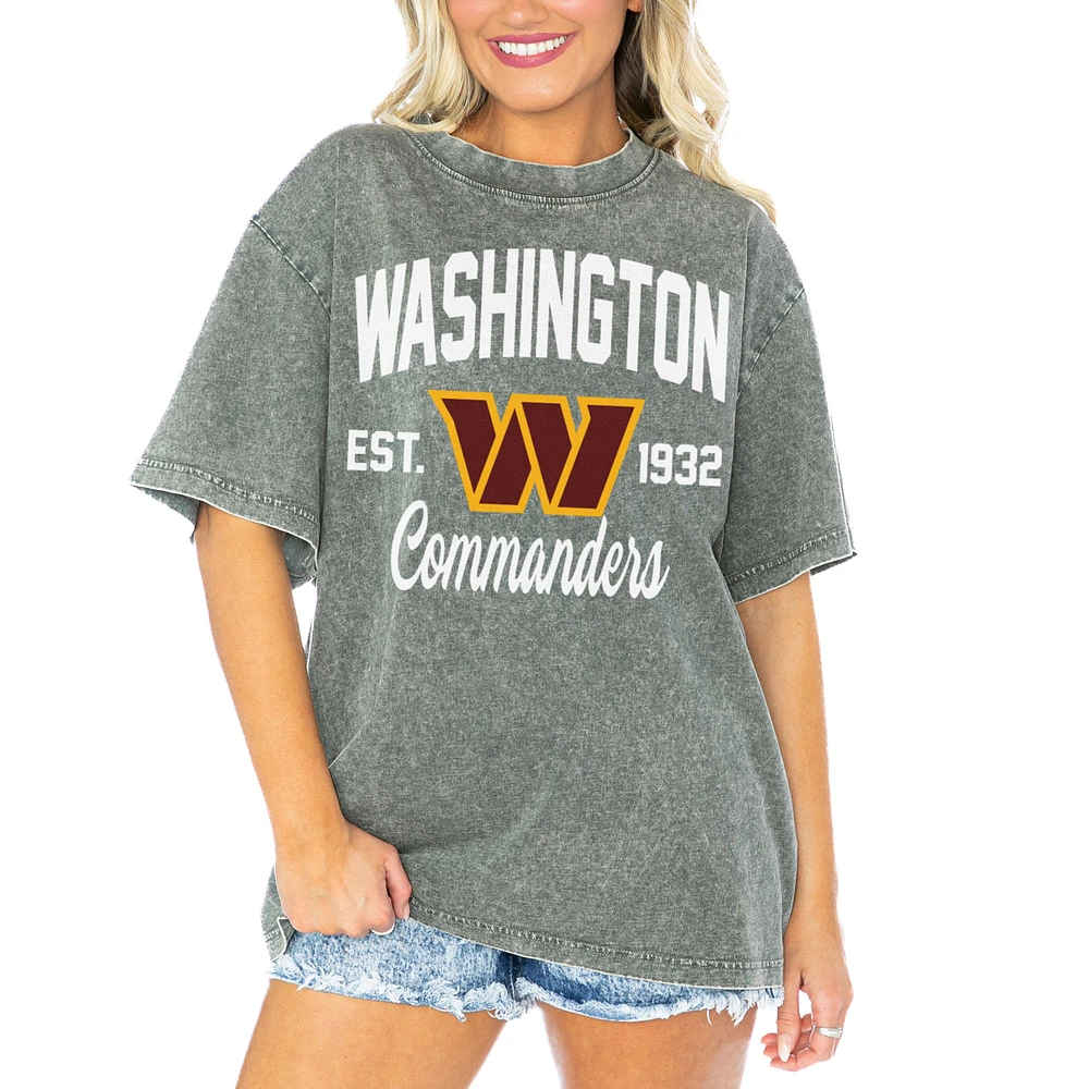 Women's Gameday Couture Gray Washington Commanders Tackle Titan Boyfriend Washed T-Shirt