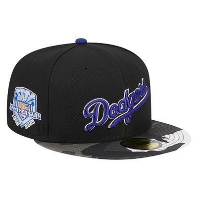 Men's New Era Black Los Angeles Dodgers Metallic Camo 59FIFTY Fitted Hat