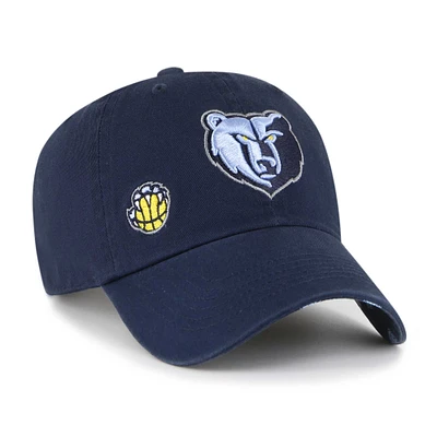 Women's '47 Navy Memphis Grizzlies Confetti Undervisor Clean Up Adjustable Hat