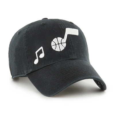Women's '47 Black Utah Jazz Confetti Undervisor Clean Up Adjustable Hat
