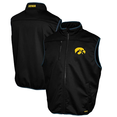 Men's Franchise Club Black Iowa Hawkeyes Softshell Full-Zip Vest