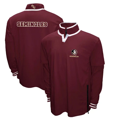 Men's Franchise Club Garnet Florida State Seminoles 3-in-1 Double-Down T-Shirt & Quarter-Zip Pullover Set