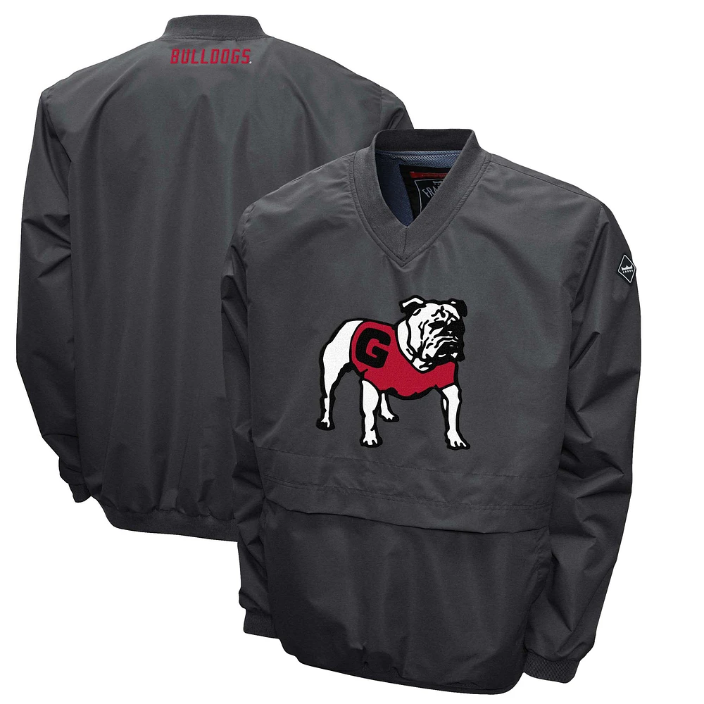 Men's Franchise Club Georgia Bulldogs Windshell Big Logo V-Neck Pullover Jacket