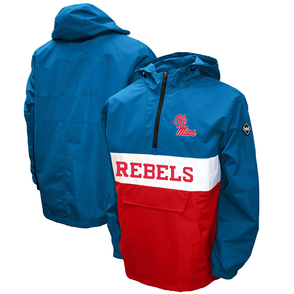 Men's Franchise Club Light Blue Ole Miss Rebels Alpha Anorak Quarter-Zip Pullover Jacket