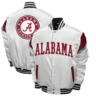 Men's Franchise Club White Alabama Crimson Tide Power Satin Full-Snap Jacket