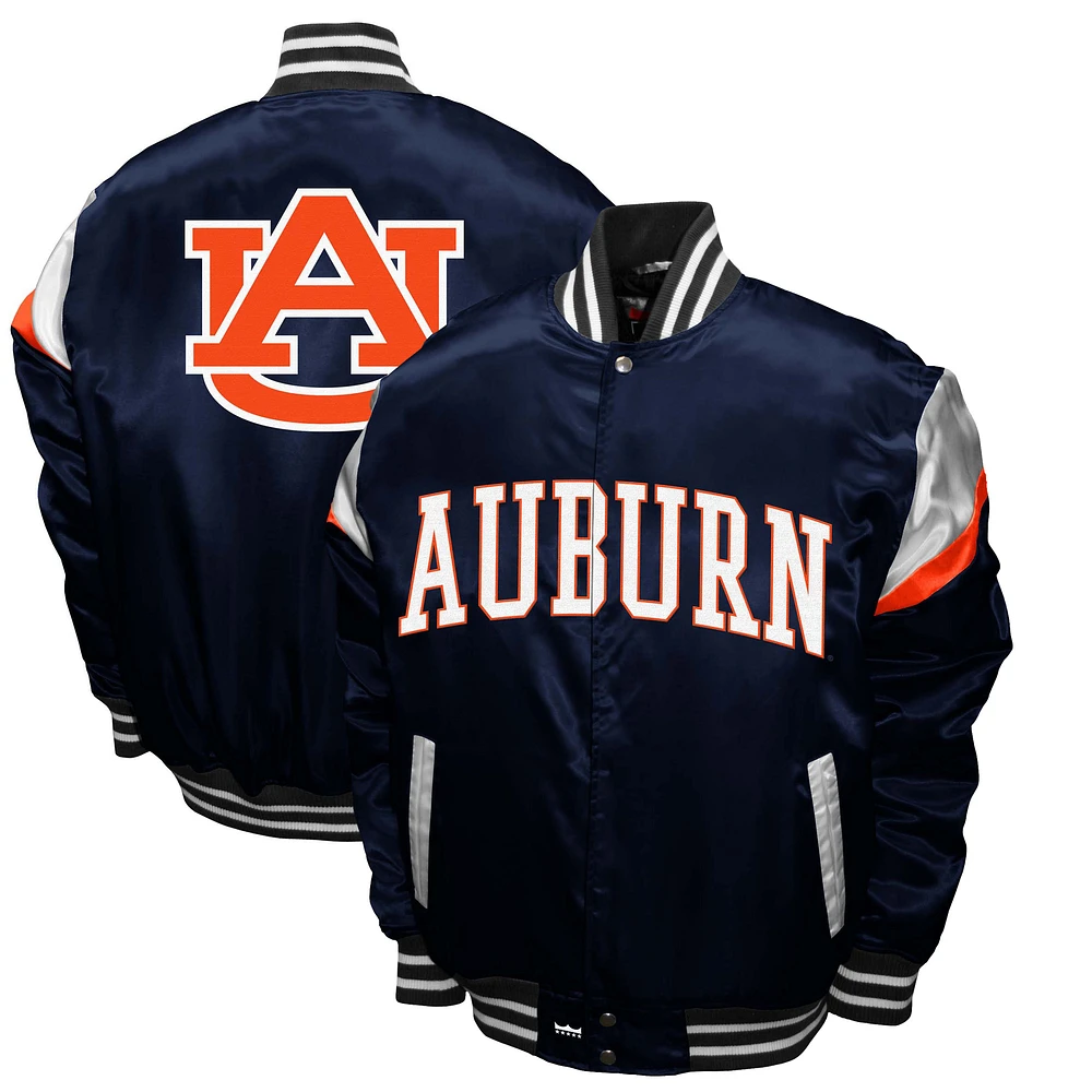 Men's Franchise Club Navy Auburn Tigers Power Satin Full-Snap Jacket