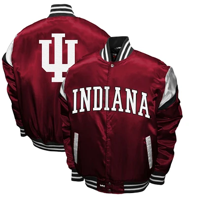 Men's Franchise Club Crimson Indiana Hoosiers Power Satin Full-Snap Jacket
