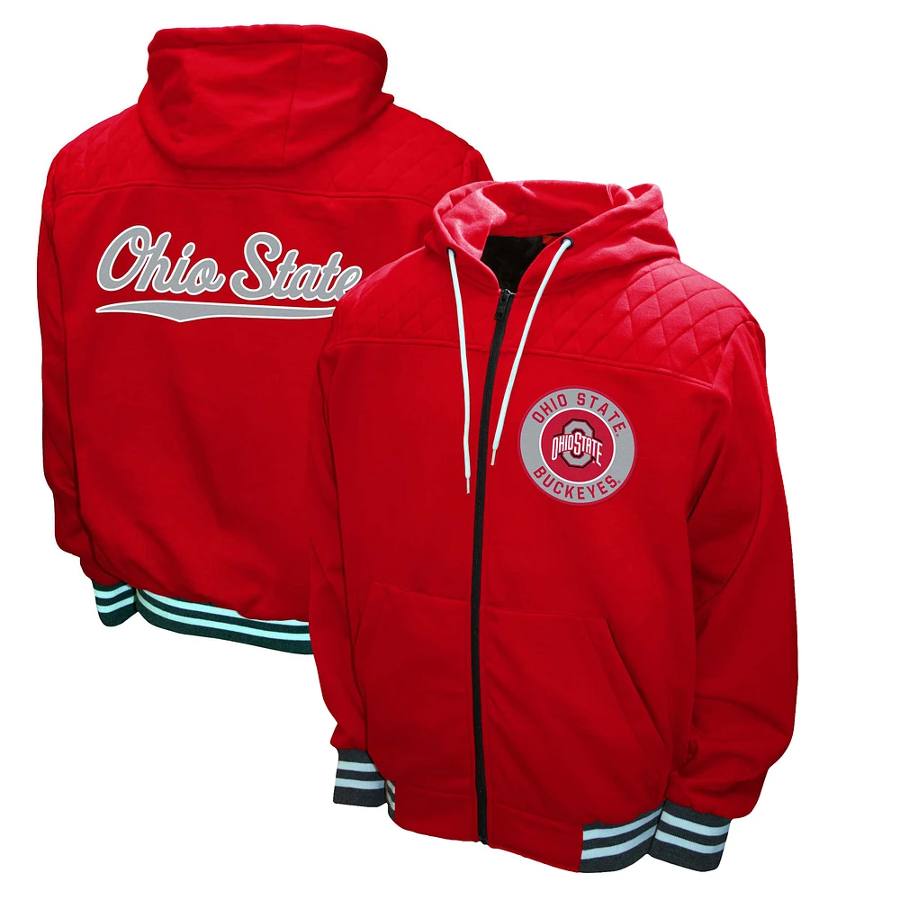 Men's Franchise Club Scarlet Ohio State Buckeyes Walk-On Full Zip Hoodie Jacket