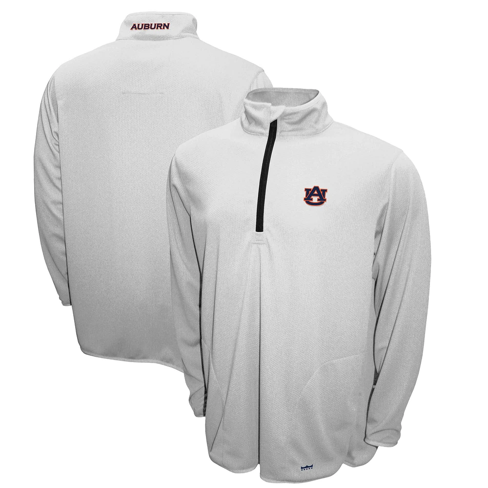 Men's Franchise Club White Auburn Tigers Breeze Quarter-Zip Pullover