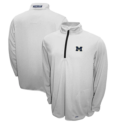 Men's Franchise Club White Michigan Wolverines Breeze Quarter-Zip Pullover