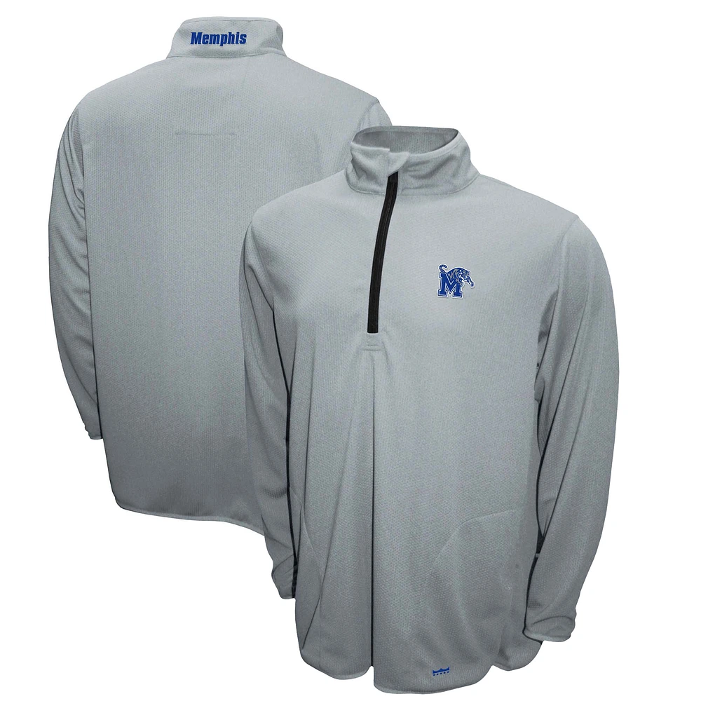 Men's Franchise Club Gray Memphis Tigers Breeze Quarter-Zip Pullover