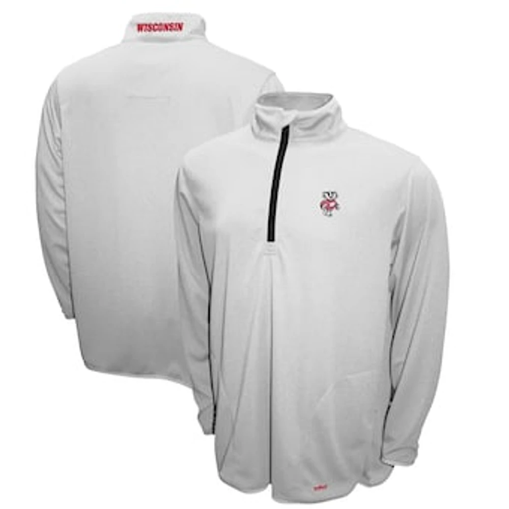 Men's Franchise Club White Wisconsin Badgers Breeze Quarter-Zip Pullover