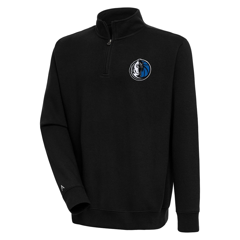 Men's Antigua Black Dallas Mavericks Victory Quarter-Zip Pullover Top