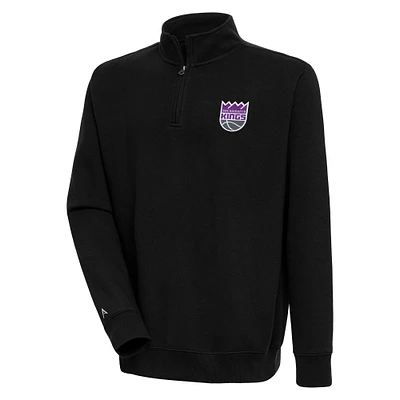 Men's Antigua Black Sacramento Kings Victory Quarter-Zip Pullover Top