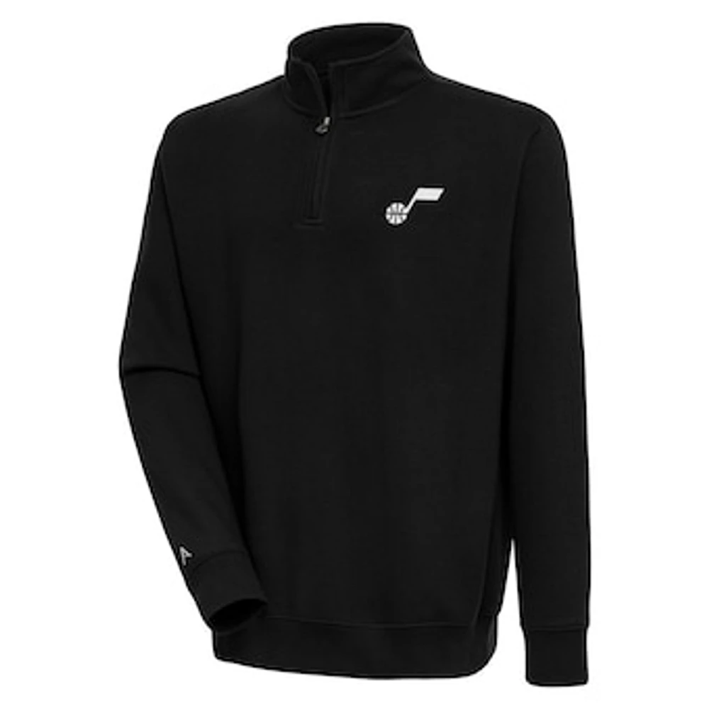 Men's Antigua Black Utah Jazz Victory Quarter-Zip Pullover Top