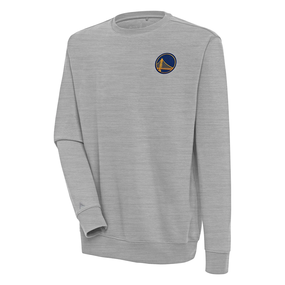 Men's Antigua Heather Gray Golden State Warriors Victory Pullover Sweatshirt