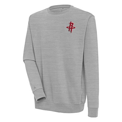 Men's Antigua Heather Gray Houston Rockets Victory Pullover Sweatshirt
