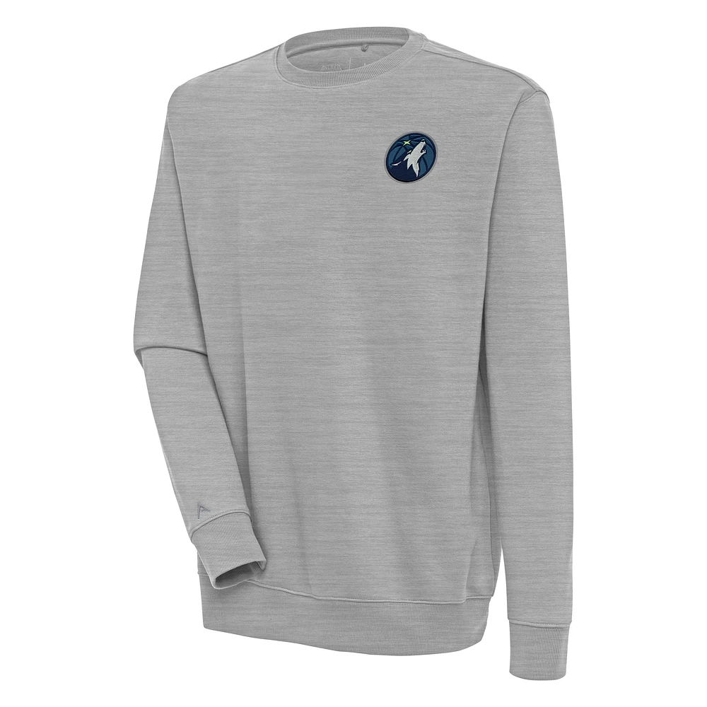Men's Antigua Heather Gray Minnesota Timberwolves Victory Pullover Sweatshirt