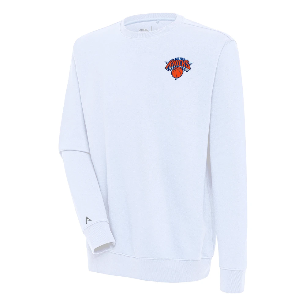 Men's Antigua White New York Knicks Victory Pullover Sweatshirt