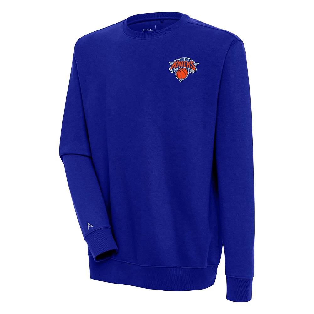 Men's Antigua Blue New York Knicks Victory Pullover Sweatshirt