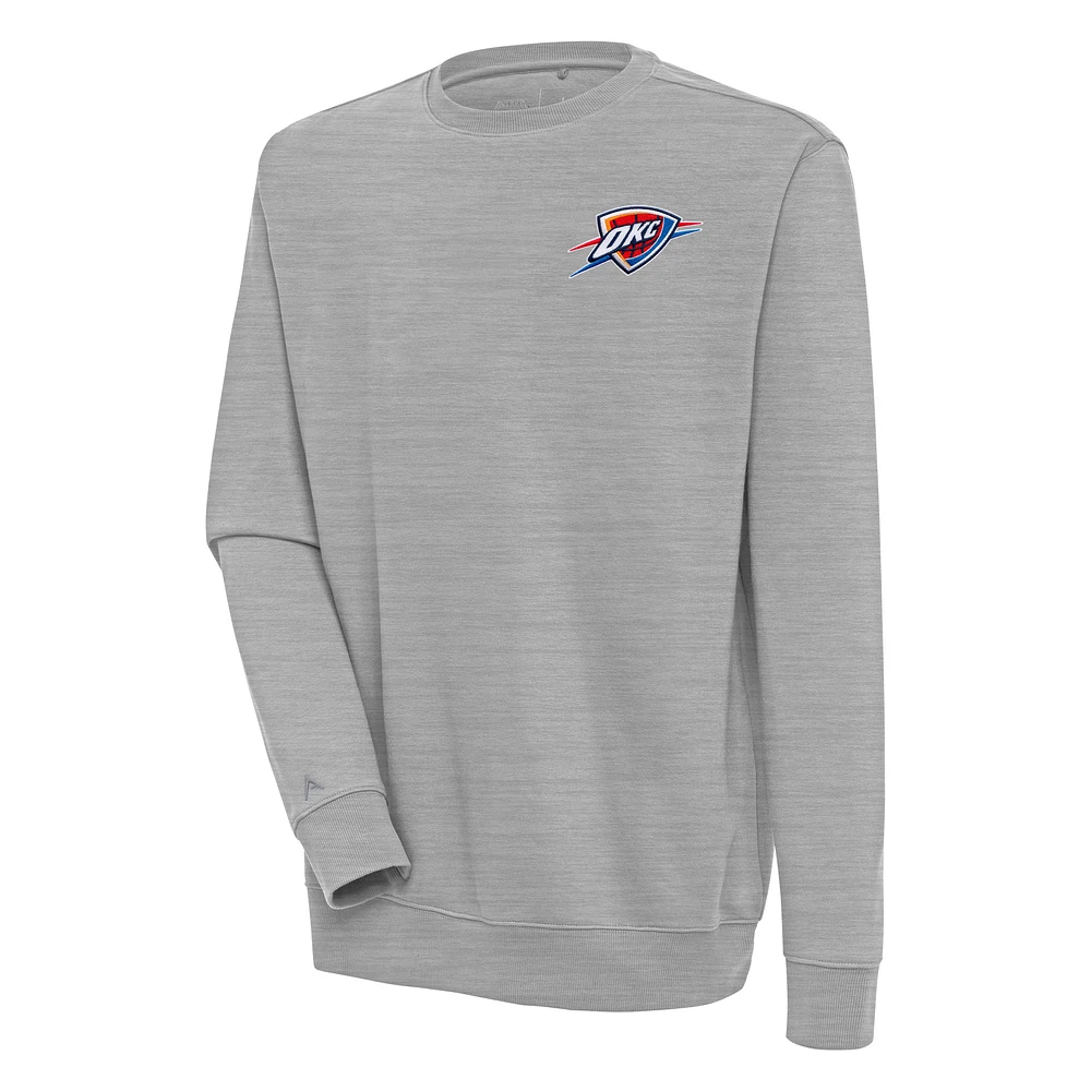 Men's Antigua Heather Gray Oklahoma City Thunder Victory Pullover Sweatshirt