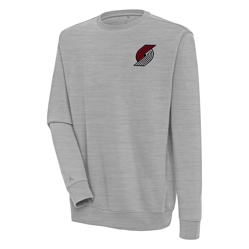 Men's Antigua Heather Gray Portland Trail Blazers Victory Pullover Sweatshirt