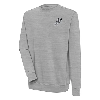 Men's Antigua Heather Gray San Antonio Spurs Victory Pullover Sweatshirt