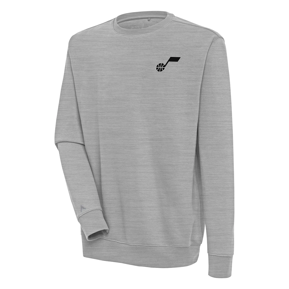 Men's Antigua Heather Gray Utah Jazz Victory Pullover Sweatshirt