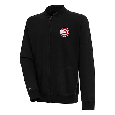Men's Antigua Black Atlanta Hawks Victory Full-Zip Jacket