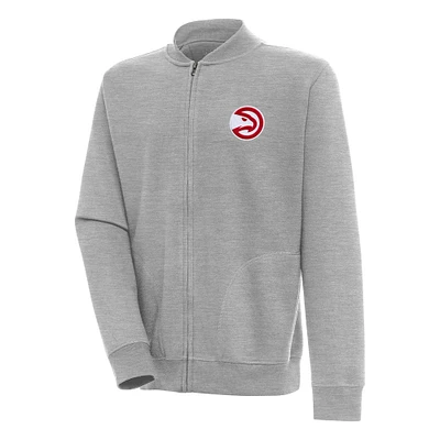 Men's Antigua  Heather Gray Atlanta Hawks Victory Full-Zip Jacket