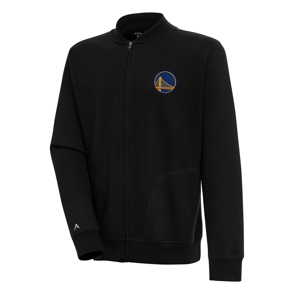 Men's Antigua Black Golden State Warriors Victory Full-Zip Jacket