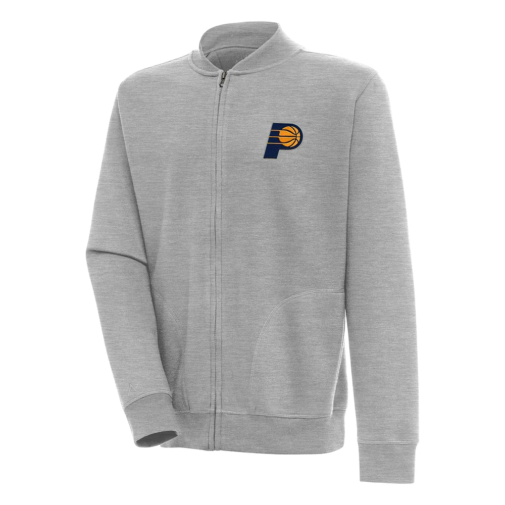 Men's Antigua Heather Gray Indiana Pacers Victory Full-Zip Jacket