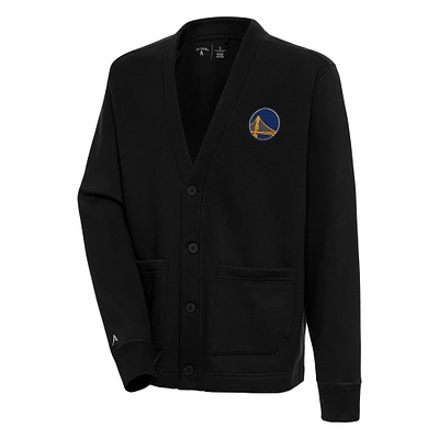 Men's Antigua Black Golden State Warriors Victory Button-Up Cardigan