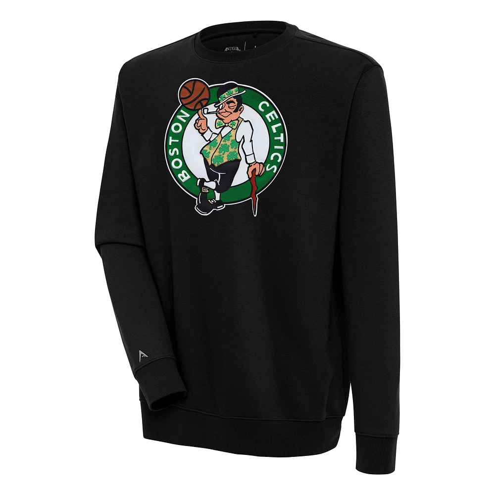 Men's Antigua Black Boston Celtics Victory Pullover Sweatshirt